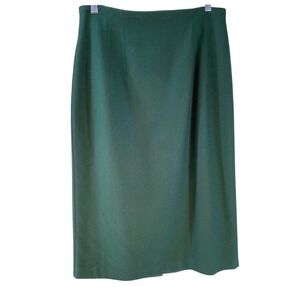 Vintage Savannah Green Wool Blend Pencil Midi Skirt High Waisted 32W Size 12